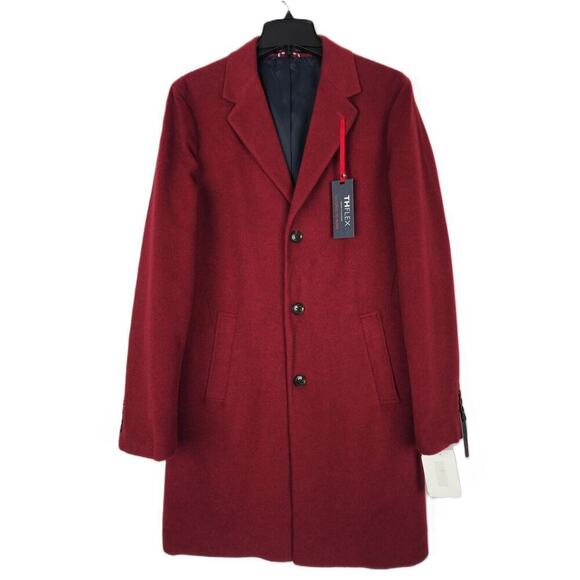 Tommy Hilfiger Men's Modern-Fit Addison Stretch Wool Blend Overcoat Red 38R NWT - Picture 2 of 9